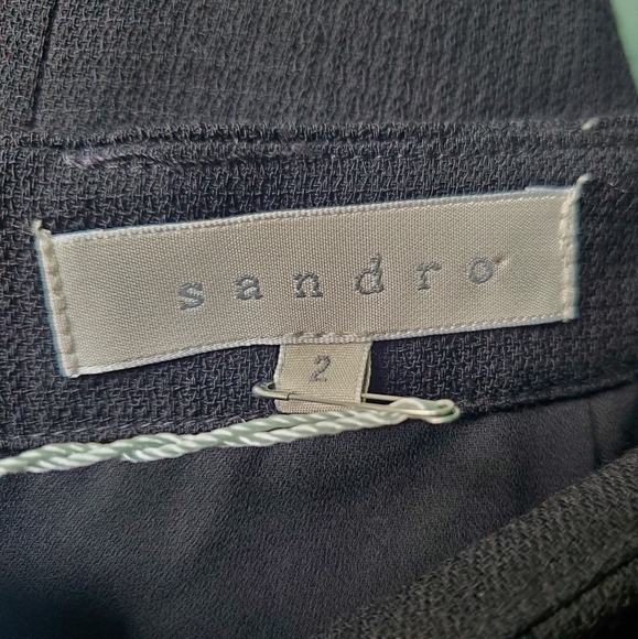 NWT Sandro Black Bow Front Gold Buttons Wool Short Pencil Skirt Size US6/FR2 - Picture 5 of 10